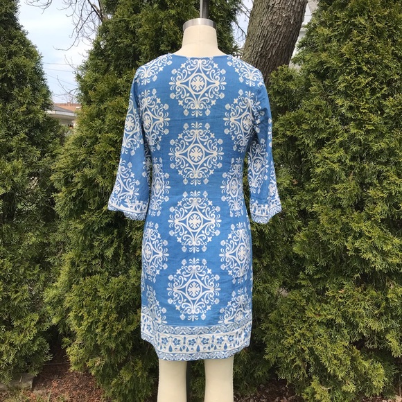 Ann Taylor Blue & White Floral Short Cotton Dress - Picture 4 of 6